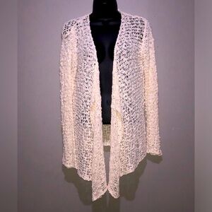 NWT Soft Surroundings White Popcorn Knit Cardigan Sweater